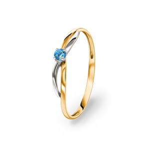 Damenring 750/18 K Gelbgold mit Blautopas rund