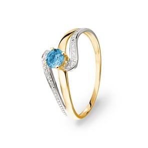 Damenring 750/18 K Gelbgold mit Blautopas rund