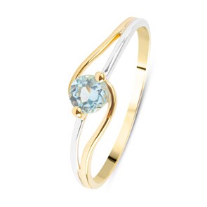 Bague or jaune 750/18 ct avec topaze bleue ronde