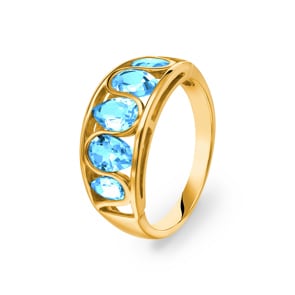 Damenring 750/18 K Gelbgold mit Blautopas Tropfen