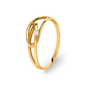 Damenring 750/18 K Gelbgold mit Brillant 0.03 ct H/Si Ø 54