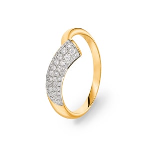 Damenring 750/18 K Gelbgold mit Brillanten 0.25 ct H/Si Ø 56