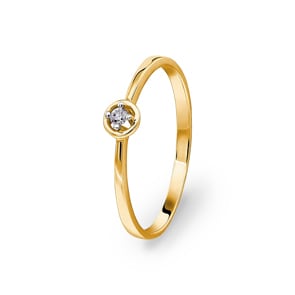 Damenring 750/18 K Gelbgold mit Diamant 0.03 ct H/si