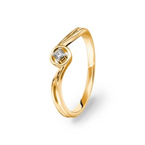 Damenring 750/18 K Gelbgold mit Diamant 0.04 ct H/si