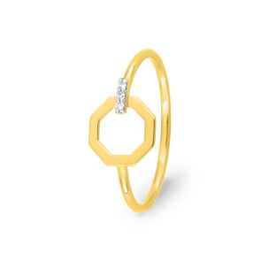 Damenring 750/18 K Gelbgold mit Diamanten 0.02 ct.