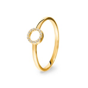Damenring 750/18 K Gelbgold mit Diamanten 0.03 ct H/si