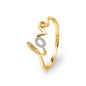Damenring 750/18 K Gelbgold mit Diamanten 0.03ct H/si, Love