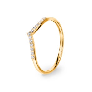 Bague or jaune 750/18 ct avec diamants 0.10 ct H/si, Forme de V
