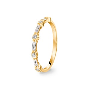 Damenring 750/18 K Gelbgold mit Diamanten 0.22 ct H/si
