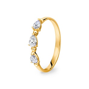Damenring 750/18 K Gelbgold mit Diamanten 0.28 ct H/si