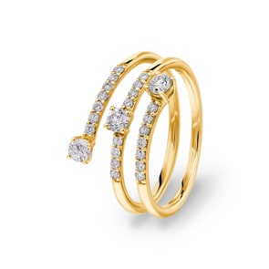 Damenring 750/18 K Gelbgold mit Diamanten 0.50 ct H/si