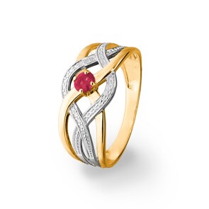 Bague or jaune 750/18 ct avec rubis
