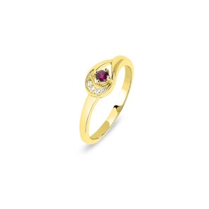 Bague or jaune 750/18 ct avec rubis & diamants 0.03 ct H/si, Ø 54