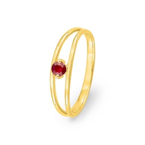 Damenring 750/18 K Gelbgold mit Rubin rund