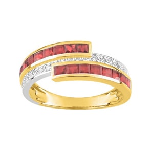 Damenring 750/18 K Gelbgold mit Rubinen 1.33ct. & Diamanten 0.06ct.