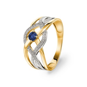 Damenring 750/18 K Gelbgold mit Saphir