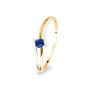 Bague or jaune 750/18 ct avec saphir
