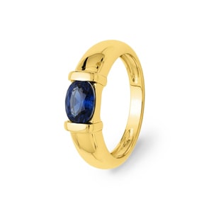 Damenring 750/18 K Gelbgold mit Saphir