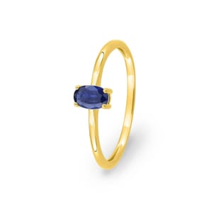 Damenring 750/18 K Gelbgold mit Saphir oval
