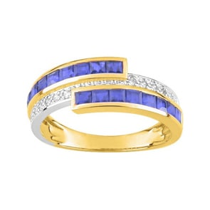 Damenring 750/18 K Gelbgold mit Saphiren 1.44ct. & Diamanten 0.06ct.