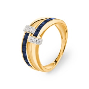 Damenring 750/18 K Gelbgold mit Saphiren 1.58ct. & Diamanten 0.07ct.