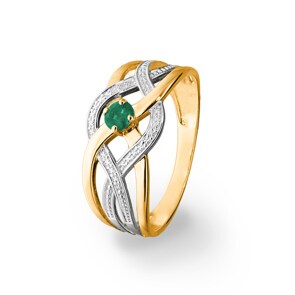 Bague or jaune 750/18 ct avec émeraude