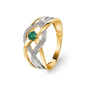 Damenring 750/18 K Gelbgold mit Smaragd