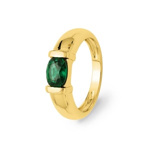 Damenring 750/18 K Gelbgold mit Smaragd
