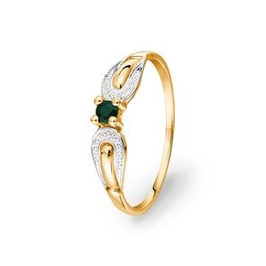 Damenring 750/18 K Gelbgold mit Smaragd