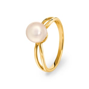 Damenring 750/18 K Gelbgold mit Süsswasserzuchtperle Ø 58