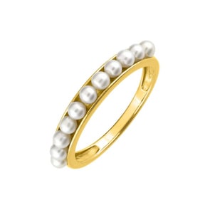Damenring 750/18 K Gelbgold mit Süsswasserzuchtperlen Ø 2.5mm