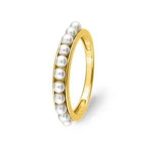 Damenring 750/18 K Gelbgold mit Süsswasserzuchtperlen Ø 2.5mm
