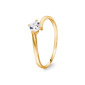 Damenring 750/18 K Gelbgold mit Zirkonia 4-Griff