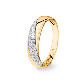 Bague or jaune 750/18 ct avec zircones, Fantaisie