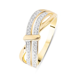 Damenring 750/18 K Gelbgold mit Zirkonia, Fantasie
