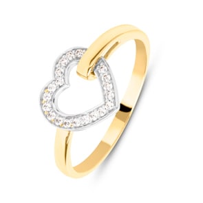 Damenring 750/18 K Gelbgold mit Zirkonia, Herz