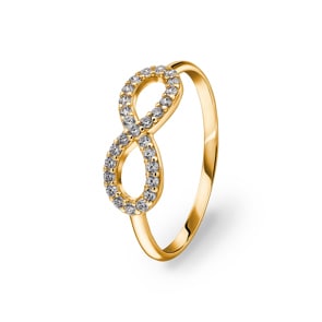 Damenring 750/18 K Gelbgold mit Zirkonia, Infinity