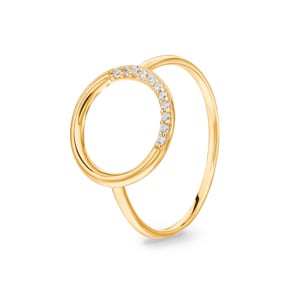 Damenring 750/18 K Gelbgold mit Zirkonia, Kreis