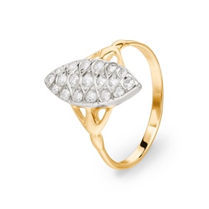 Damenring 750/18 K Gelbgold mit Zirkonia, Marquise