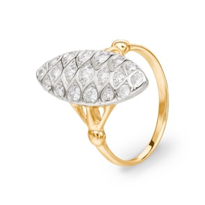 Damenring 750/18 K Gelbgold mit Zirkonia, Marquise