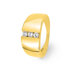 Damenring 750/18 K Gelbgold mit Zirkonia Trilogie