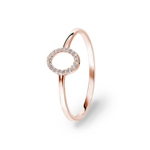 Damenring 750/18 K Roségold mit Diamanten 0.04 ct H/si