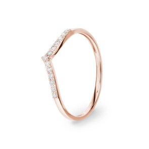 Bague or rosé 750/18 ct avec diamants 0.10 ct H/si, Forme de V