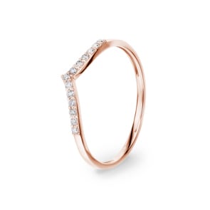 Damenring 750/18 K Roségold mit Diamanten 0.10 ct H/si, V-Form