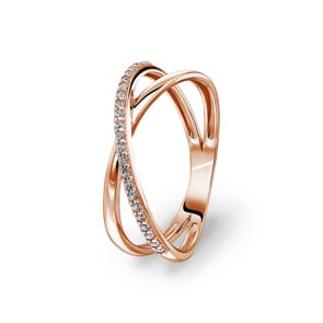 Damenring 750/18 K Roségold mit Zirkonia, Fantasie