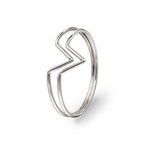 Damenring 750/18 K Weissgold, doppel V