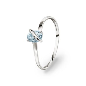 Damenring 750/18 K Weissgold mit Aquamarin oval