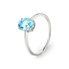 Damenring 750/18 K Weissgold mit Aquamarin oval