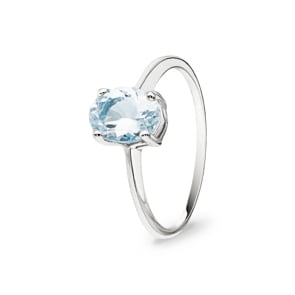 Damenring 750/18 K Weissgold mit Aquamarin oval