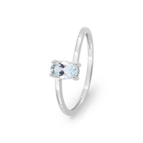 Damenring 750/18 K Weissgold mit Aquamarin oval